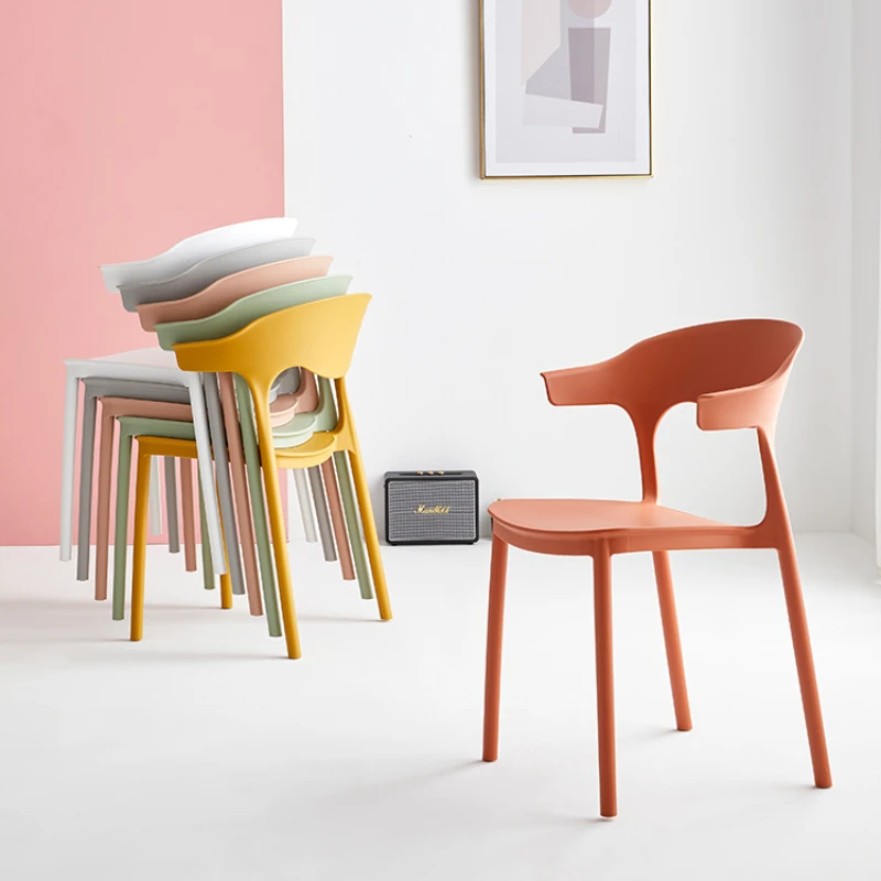 

Nordic style simple plastic chairs can be stacked equipotential chairs dining room home backrest stool thickened dining tables