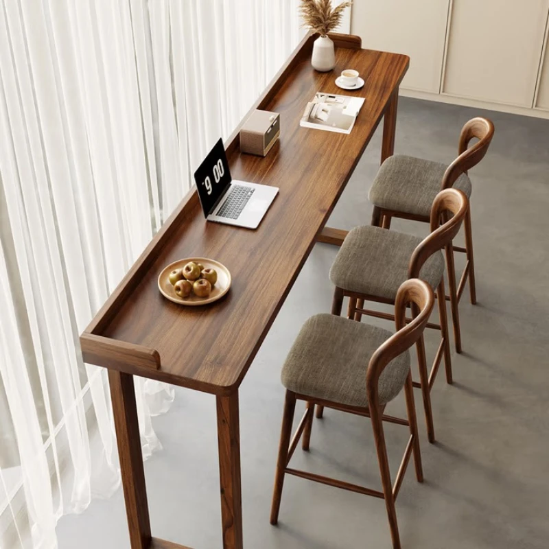 

Стол-бар из массива дерева для дома, высокий стол у окна, длинный стол для дивана и комплект стульев