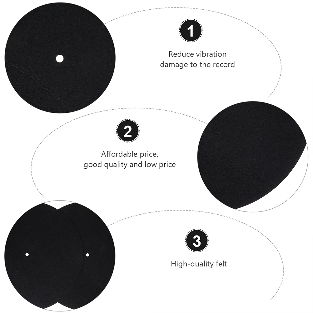 

4 Pcs Vinyl Records Protector Turntable Pad Disc Mats Slip Anti Static Felt Platter Black for Player Protective