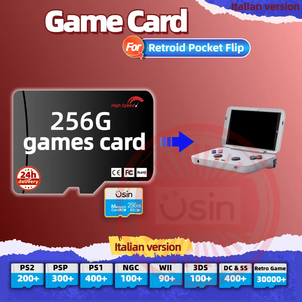 Memory Game Card For Retroid Pocket Flip Italian version Retro PS2 PSP Games Android Gaming portable Console SD TF H-speed 256G