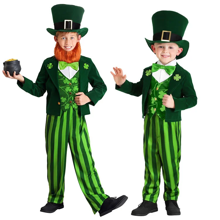 

Adult Ireland Saint Patrick St. Patrick Day Lucky Fairy Leprechaun Costume Kids Irish Goblin Cosplay Carnival Halloween Outfit