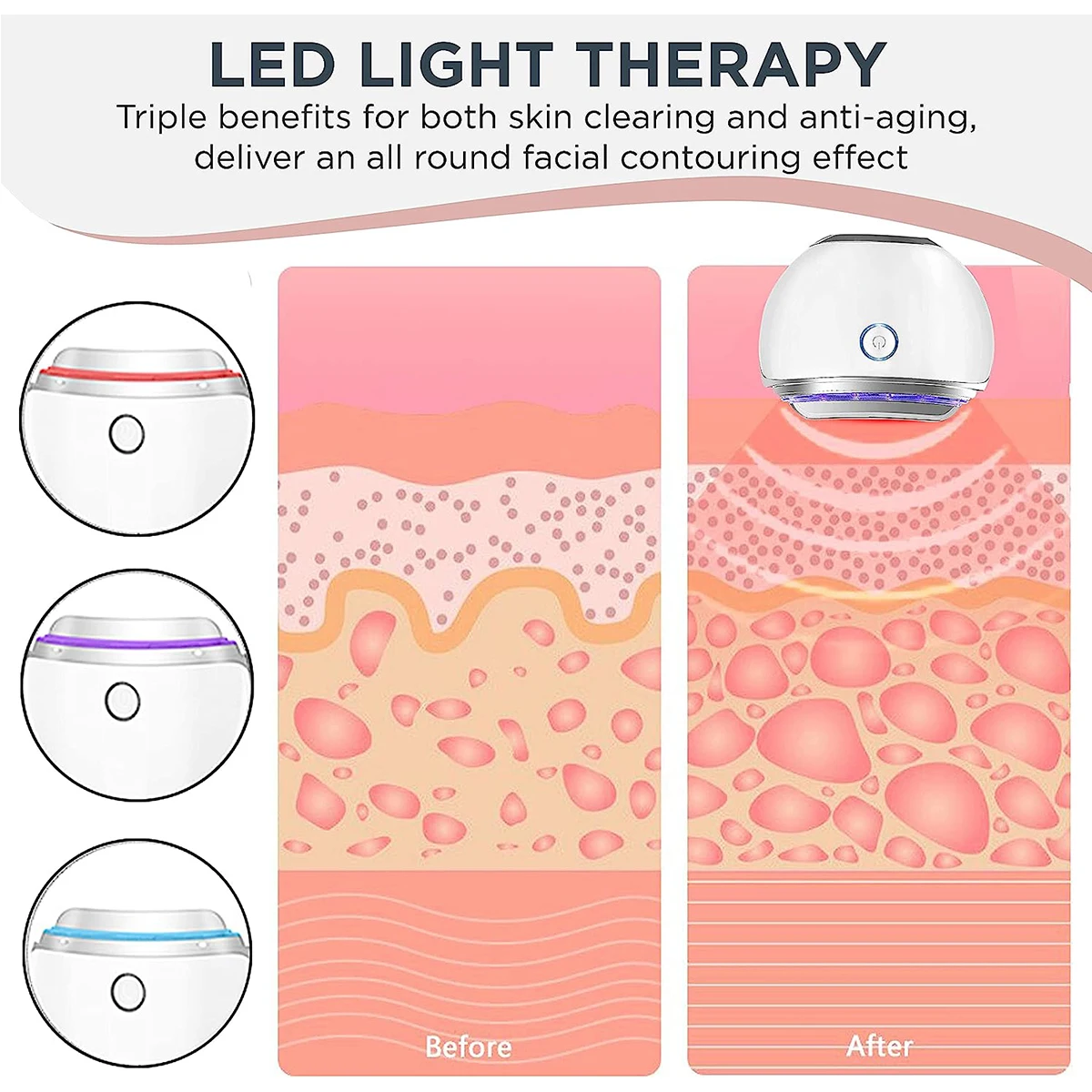 Dispositivo di bellezza per massaggio Gua Sha caldo con vibrazione a microcorrente EMS e terapia della luce a 3 colori per la cura del sollevamento del rafforzamento della pelle