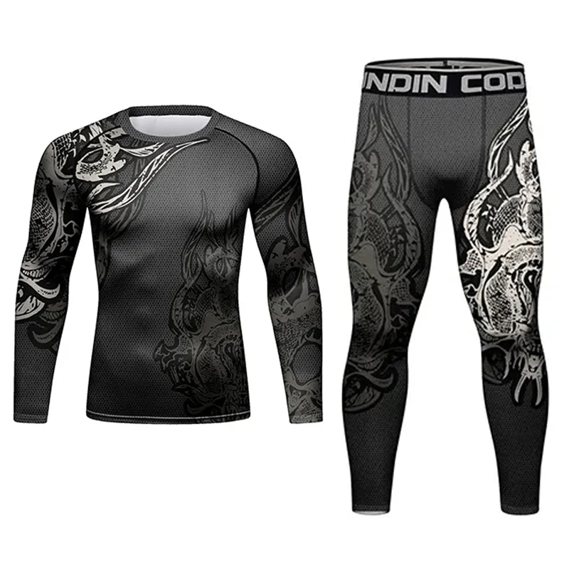 MMA jiu jitsu rashguard T-shirt grappling venum mma camiseta ensemble mma mens rash guard pantalones