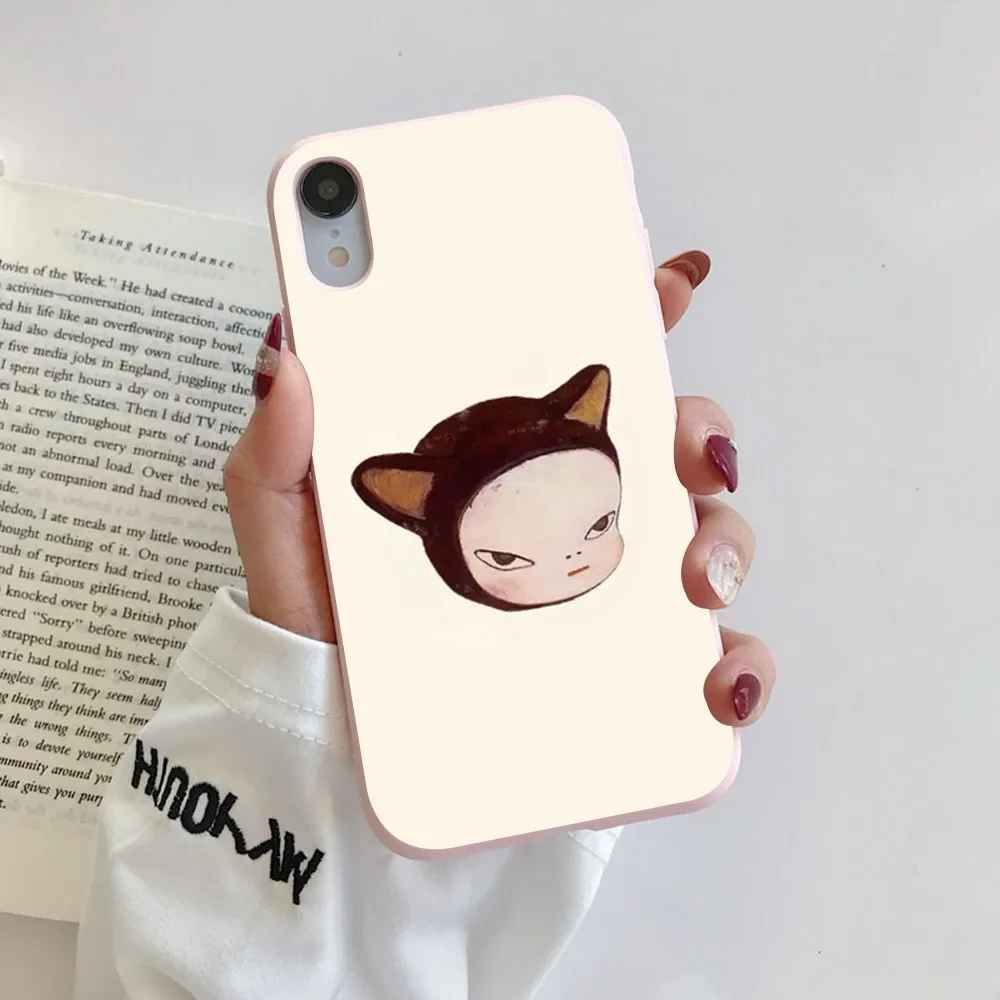 N-Nara Y-Yoshitomo Phone Case for iPhone 14 11 12 13 Mini Pro Xs Max 8 7 6 6S Plus X XR Solid Candy Color Case