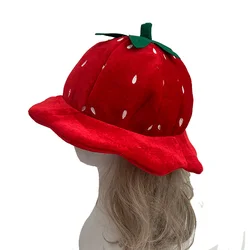 Berry Beanie Beret Women Strawberry Shortcake Hat Bonnet Girls Strawberry Hat For Adult Fruit Cap Halloween Costume Prop