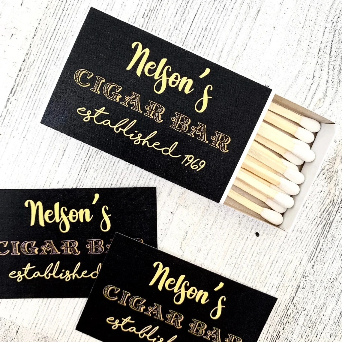 Matches Favor Labels - Black and Gold Matchbox Favors - Birthday Matchbox Favors - Customizable