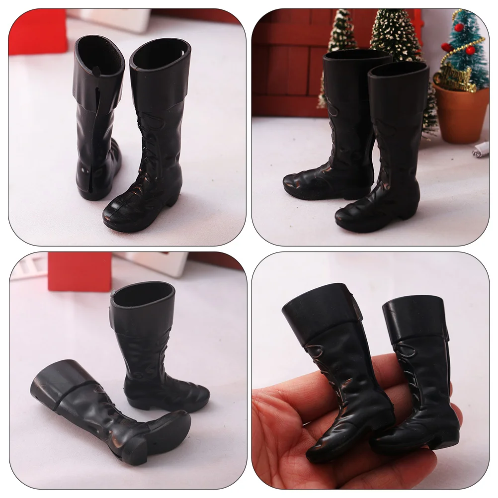 3 Pairs Decorate Boots Mini Christmas Child Car Accessories Black Gnome Shoes Santa Decoration Abs Props House Scene