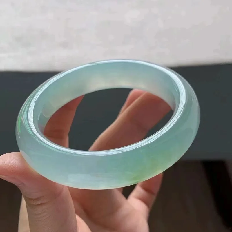 Light ice jade for girls, Burmese green translucent moonlight fine jadeite gift bracelet view 3