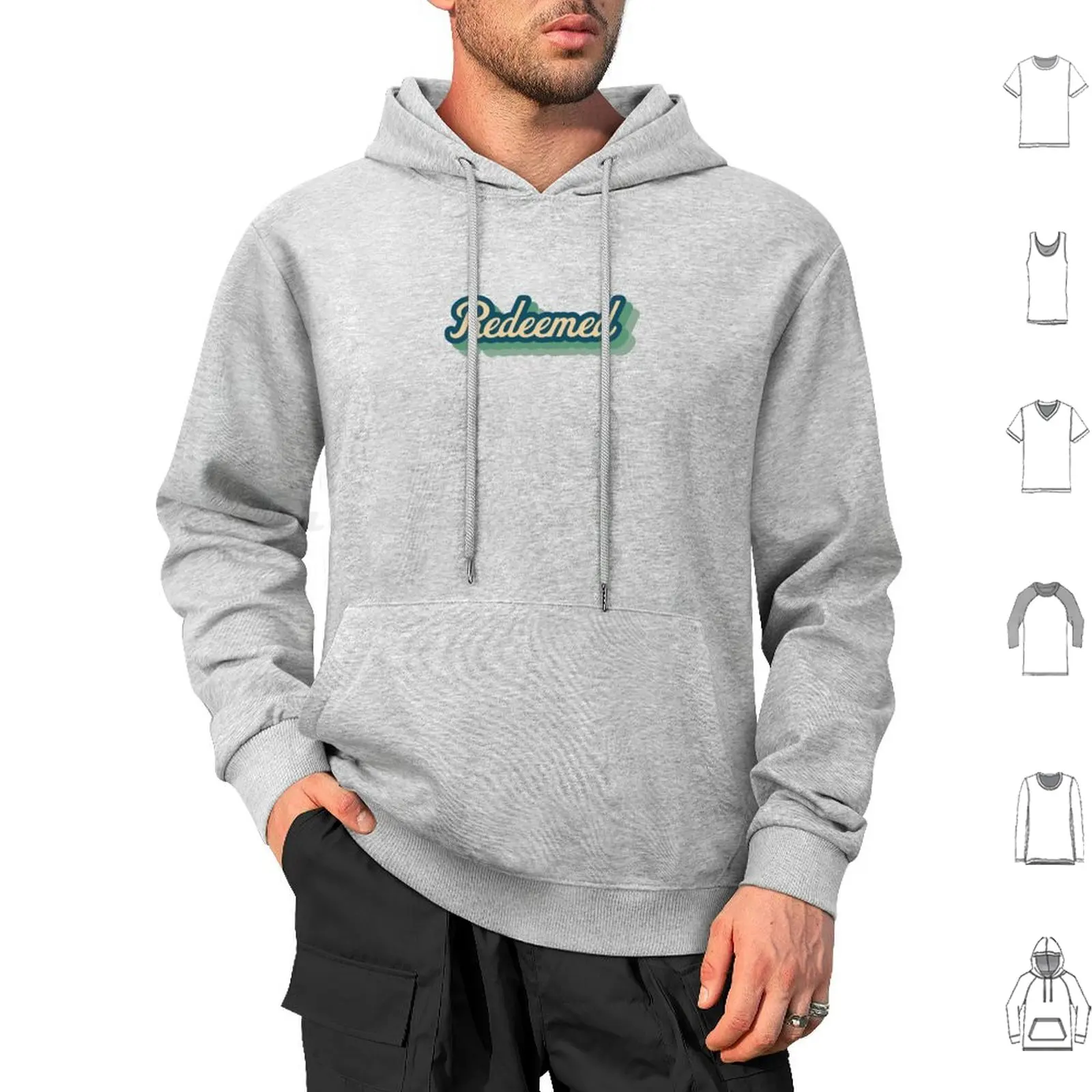 

Redeemed-Retro Christian Design Hoodie cotton Long Sleeve Christian Faith Retro Vintage Church Worship Worship Leader