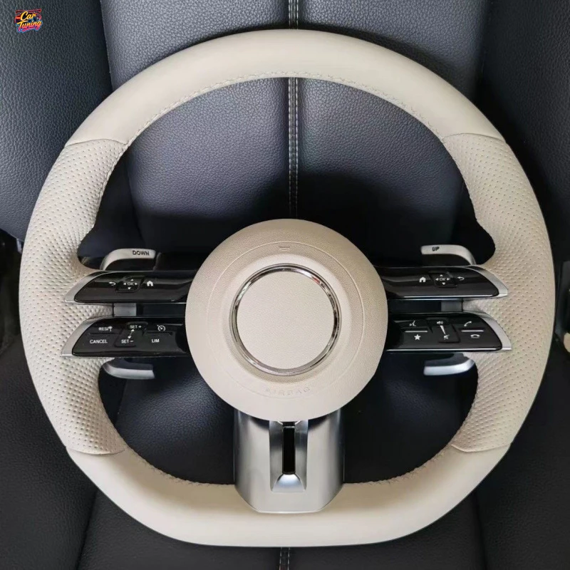 Suitable for Mercedes-Benz Sport Dragonfly model steering wheel, genuine leather perforated with multi-function buttons and knob