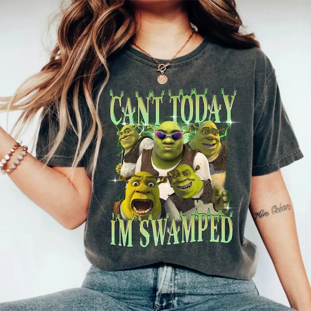 Camisetas divertidas de Shrek, regalos de Shrek con el meme de "Estoy ahogándome", mercancía de la película de los 90, camisetas divertidas de Shrek con la frase "Get Out of My Swamp" para parejas.