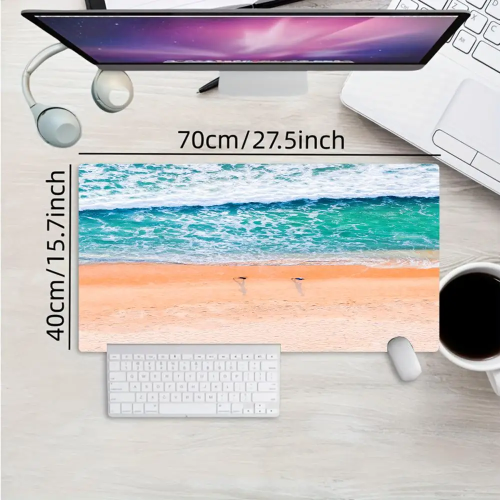 Beach Landscape Mouse Pad, Blue Ocean Style Design, Non-Slip Rubber Desk Mat, Gaming Accessory, Suitable for Laptop Home Office