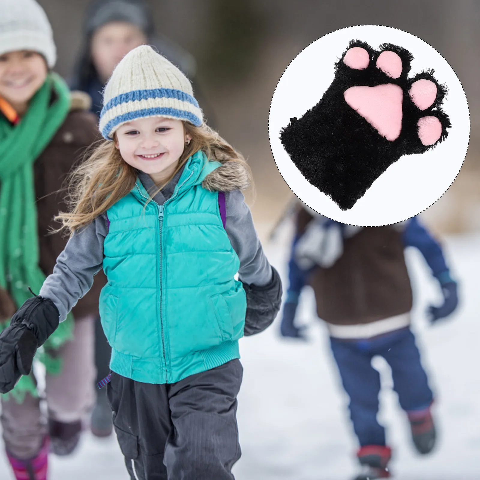 

Children's Bear Claw Gloves Warm Reusable Hand Cover Soft Skin-Friendly Fabric Perfect for Winter Weather and Cosplay Activities