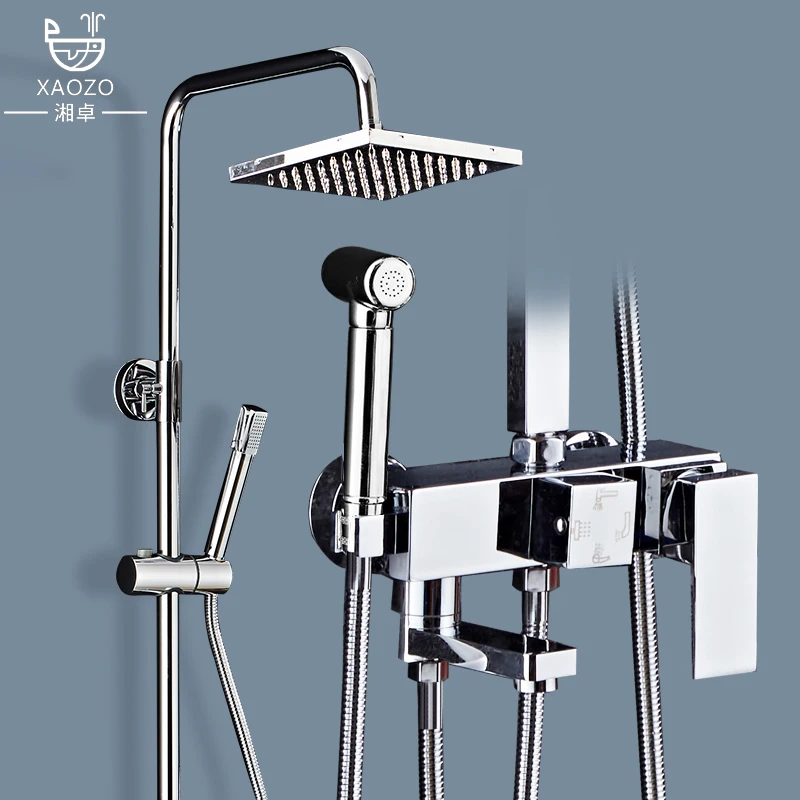 

Bathroom Shower Black/Chrome Round Set Household All Copper Pressurized Bathroom Shower Head with Manual Shower Bath Faucet