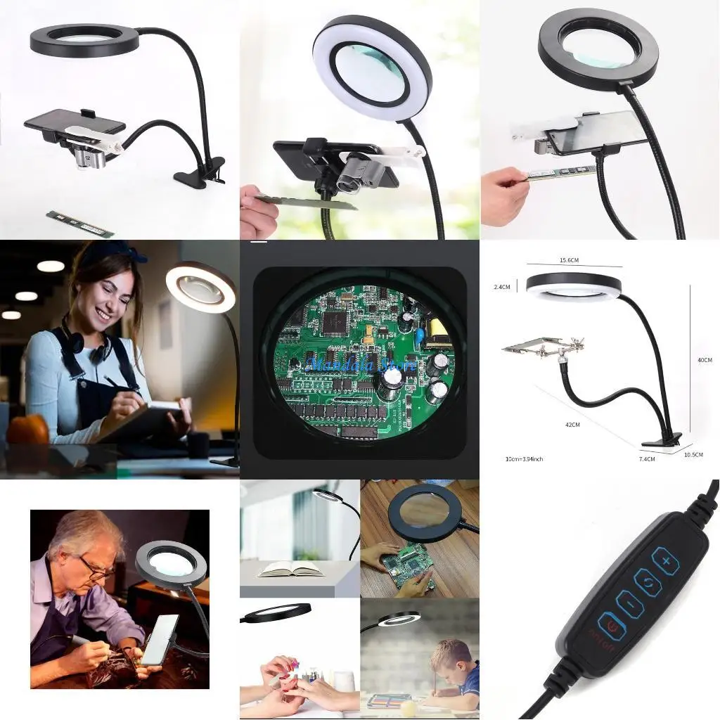 

U2JC Upgraded LED Lamp Clamp Glass for Reading Seniors Hobbies