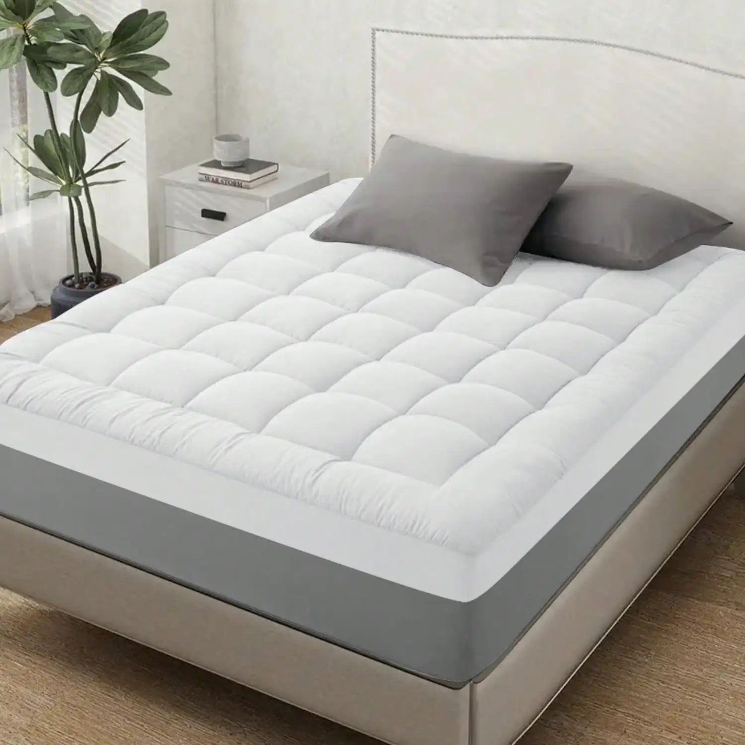 Thick Quilted Mattress Pad - Ultra-Fluffy Soft Topper With Breathable Fabric, Machine Washable, Foldable, 8-10cm Thick, Ideal For Home And Hotel Use, Hotel Mattress Topping | Quilted Texture | Machine Washable Cover, Mattress Pad