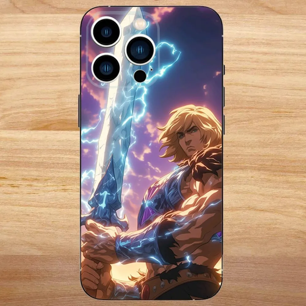 حافظة هاتف H-He Man لهاتف iPhone 16,15,14,13,12,11,Mini,Pro,SE,MAX غطاء أبيض غير لامع مقاوم للصدمات