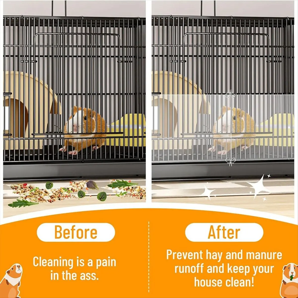 12 Pack Pet Cage Liner Protection Cage Urine Guard Clear Cage Edge Liner Guinea Pig Side Lining Habitat Siding
