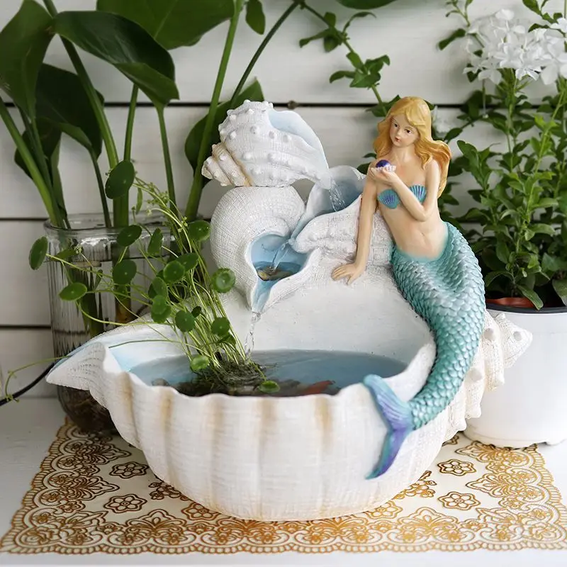 Flowing water ornament - recycled resin fish tank - housewarming gift - creative mermaid design