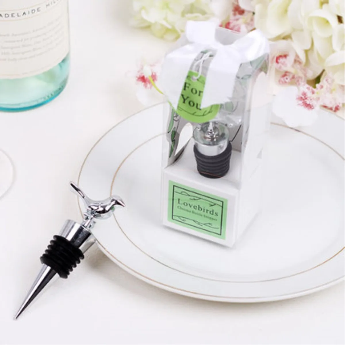 Free shipping 20PCS Love Bird Bottle Stopper Forest Theme Wedding Favors Bridal Shower Souvenir Gifts Anniversary Wine Stopper