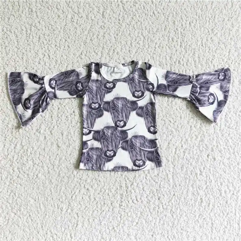 8.09 Wholesale Girls Autumn And Winter Long-Sleeved Multi-Element Printed Bell Sleeves With Bright Colors