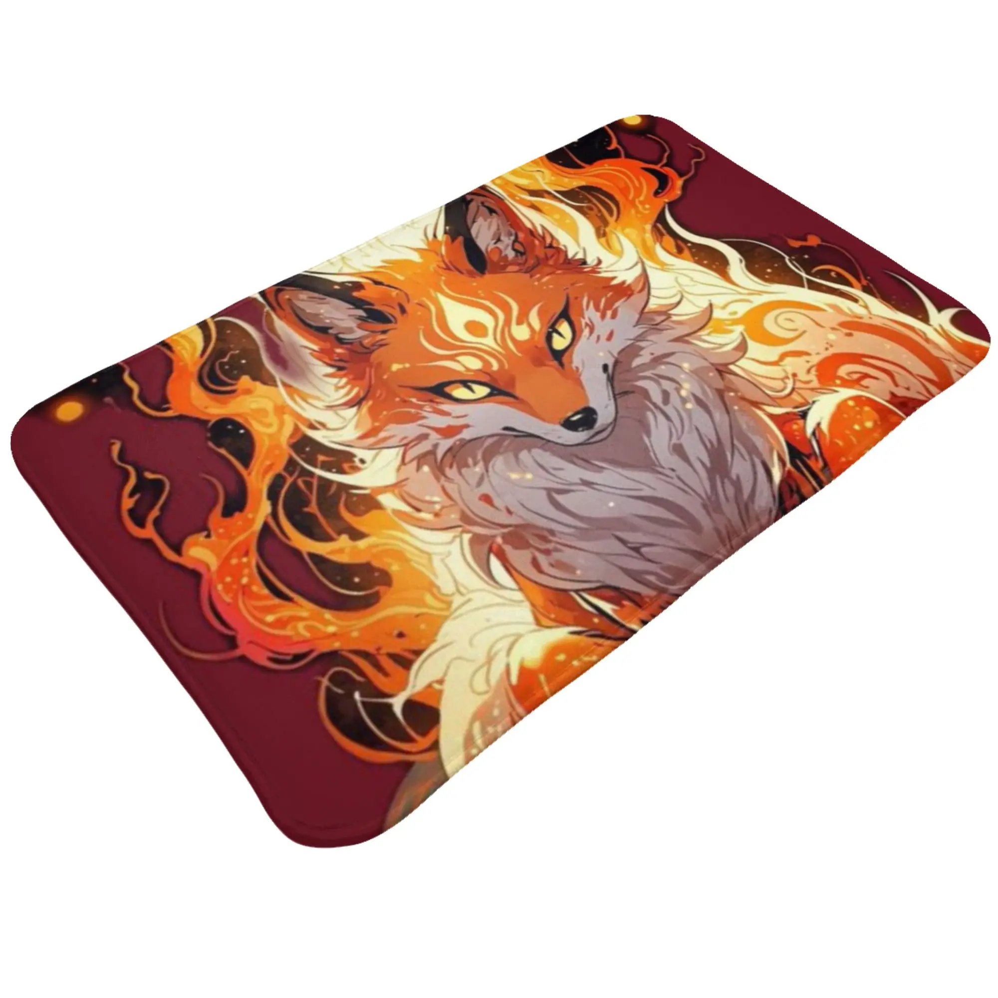 Fiery Flame Fox Fantasy Art Anti-Slip Doormat Living Room Mat  Indoor PatternHomeDecor