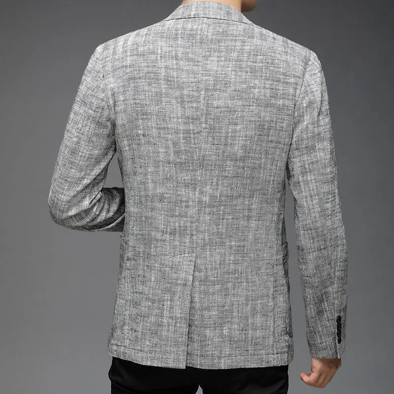

2026 Spring Summer Men's Linen Casual Blazer Korean Style Italian Fashion Breathable Lightweight Business Commute Suit Jacket