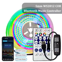 5mm WS2812B COB Led Strip 100 160 diod LED/M Elastyczna taśma o wysokiej gęstości 5V Indywidualnie adresowalna taśma świetlna Kontroler muzyczny Bluetooth