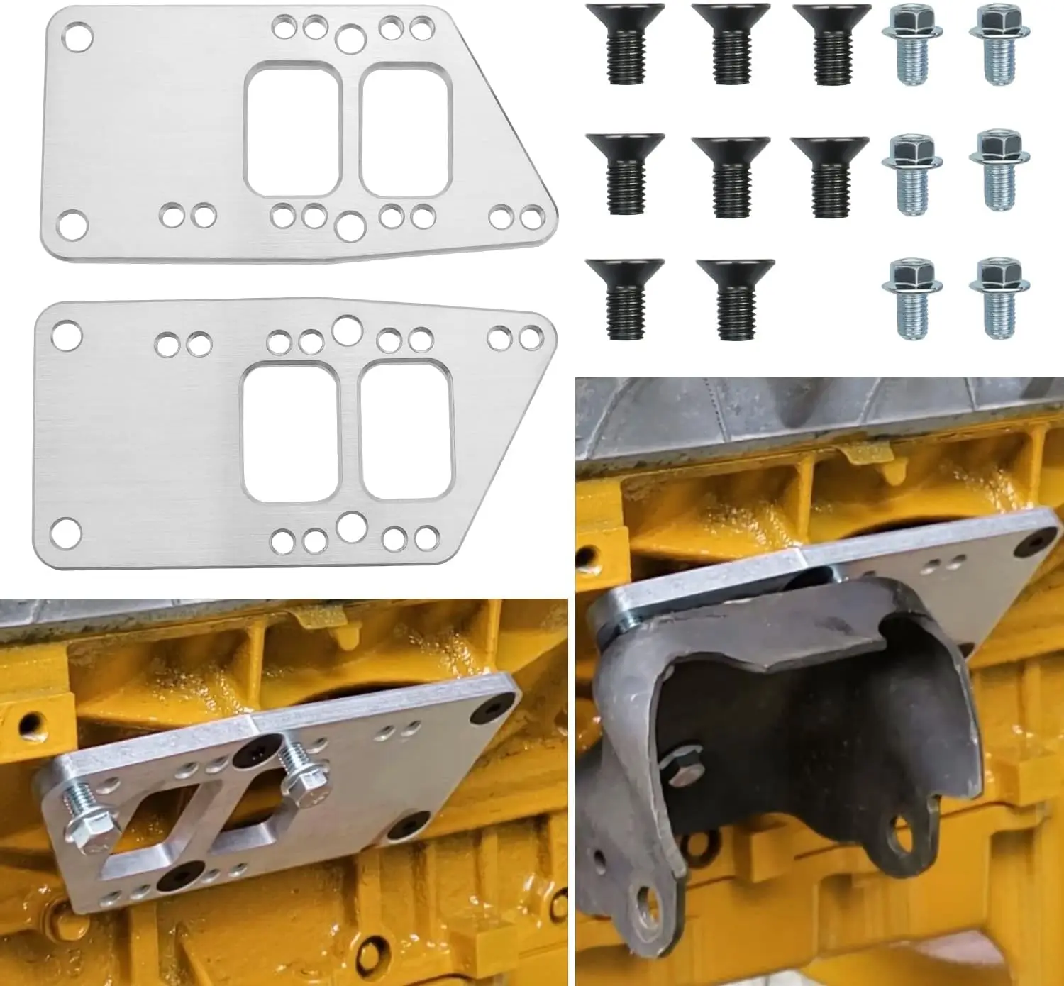 LS Swap Motor Mount Adapter Plates, Aluminum LS Conversion Bracket Kit for Small Block Chevy LS Engines