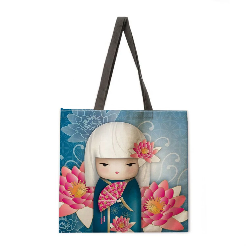 

Cartoon Anime Linen Bag Handbag Lightweight Shoulder Bag Large Capacity Eco-friendly Shopping Bag Tote Bag