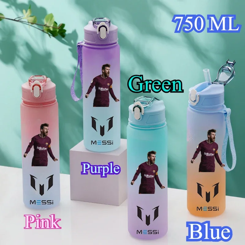 750ml Football Star Straw Water Cup Ronaldo Messi Mbappe Large Capacity Sports Flip Cover Drinking Bottle Fans Support Items view 3