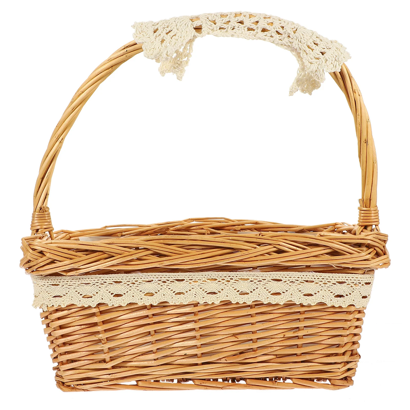 

Rattan Handheld Flower Basket Natural Woven Storage Decorative Basket For Wedding Picnic Food Fruit Multipurpose Use