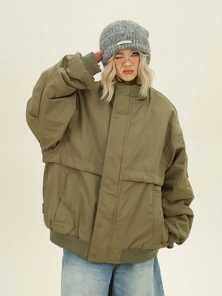 Women Parkas 2024 Winter New Loose Bf American Trendy Brand Thickened Warm Tooling Coats