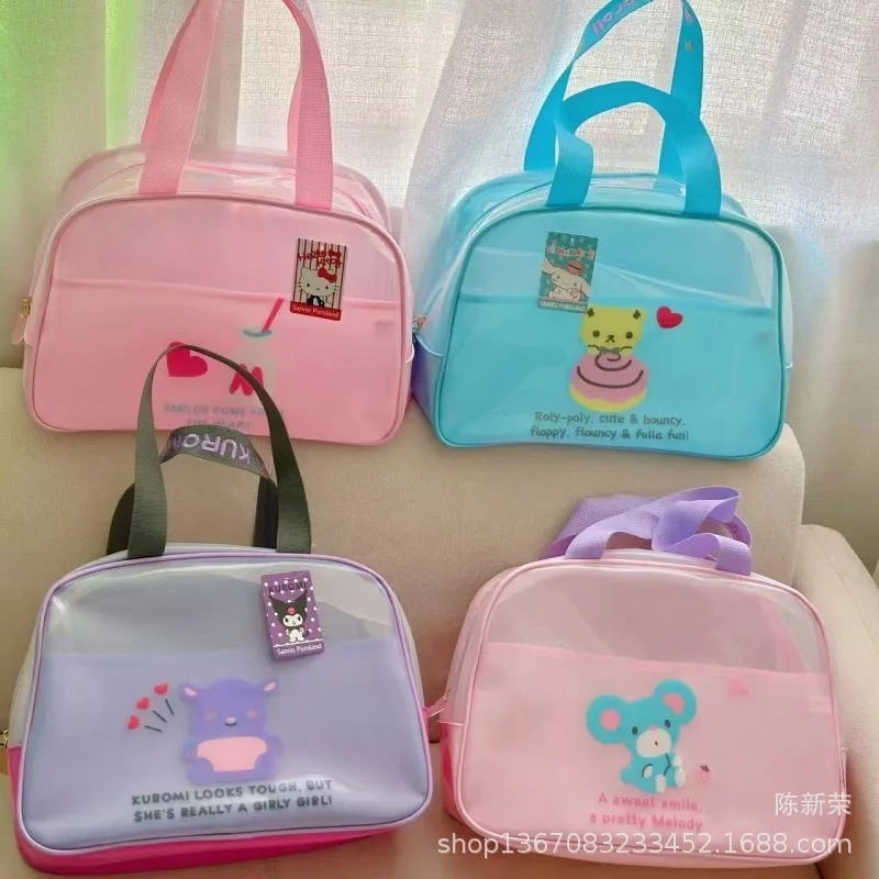 Kawaii Hello Kitty Kuromi My Melody PVC Waterproof Swimming Bag Sanrio Anime Girly Heart Cute Convenient Toiletries Storage Bags