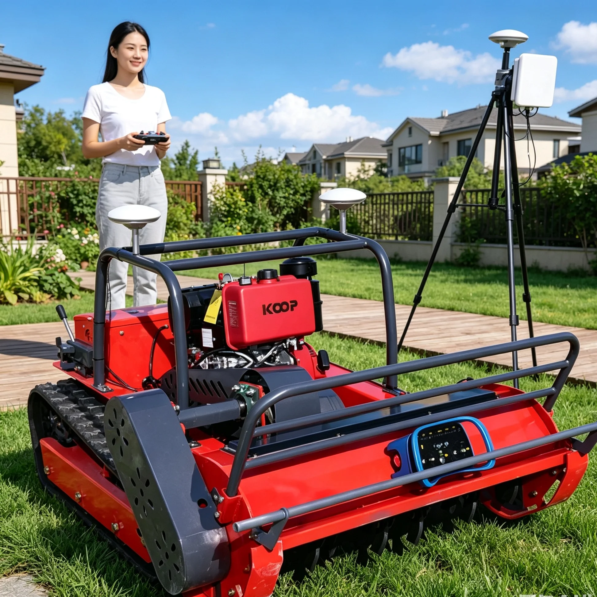 Customized Multi‑Terrain Backcountry Orchard 1200S‑GPS Red Zero‑Turn Lawn‑Mowing Robot, Tough Flail Blade, GPS Auto‑Navigation F