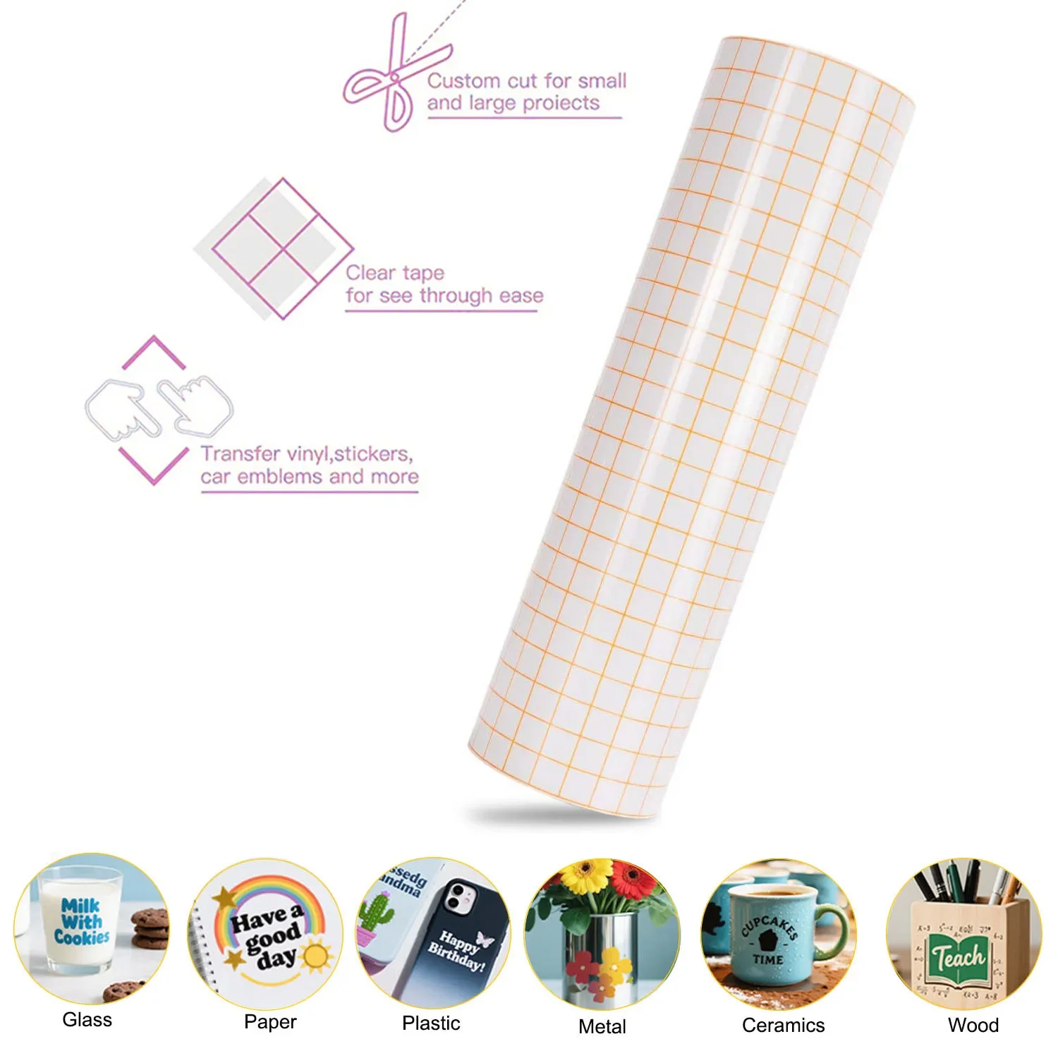 1pcs 30x100cm Clear Vinyl Application Tape Alignment Grid Transfer Paper Tape Adhesive DIY Transfer Tape For Vinyl Decal