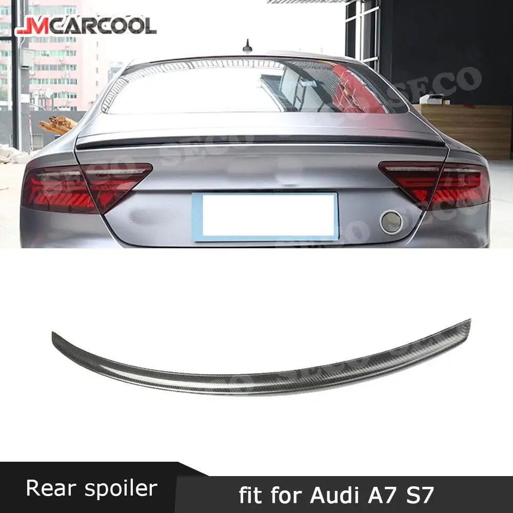 

JMCARCOOL Carbon Fiber Rear Boot Spoiler Lip Wings Trunk Trim Sticker For Audi A7 S7 RS7 2013-2017 Car Accessorise