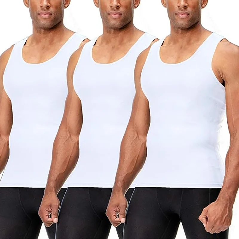 

3 Pack Men's Muscle Fit Compression Tank Tops Running Vests Gym Sleeveless Clothing Fitness Tight Quick Dry Training Shirt