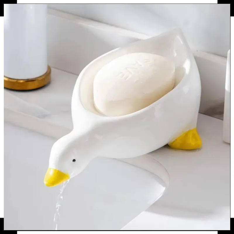 Cute Yellow Duck Shape Soap Box Cartoon Soap Dish Drainable Soap Holder Soaps Container Soaps Dish For Tray Bathroom Accessories