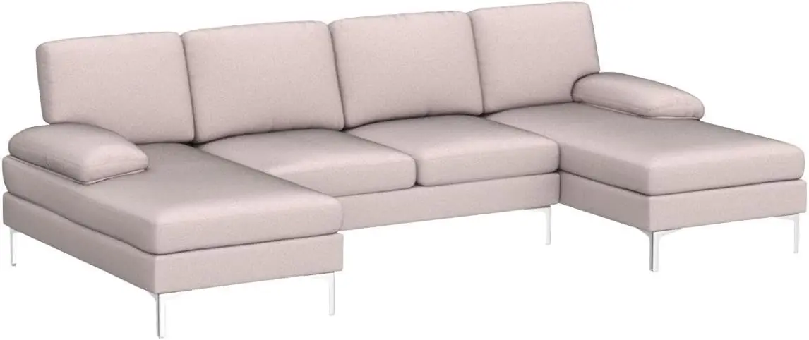 

Convertible Sectional Sofa 110" U-Shape Sofa Couch 4-Seat Couch with Chaise Fabric Upholstered for Living Room, Apartment