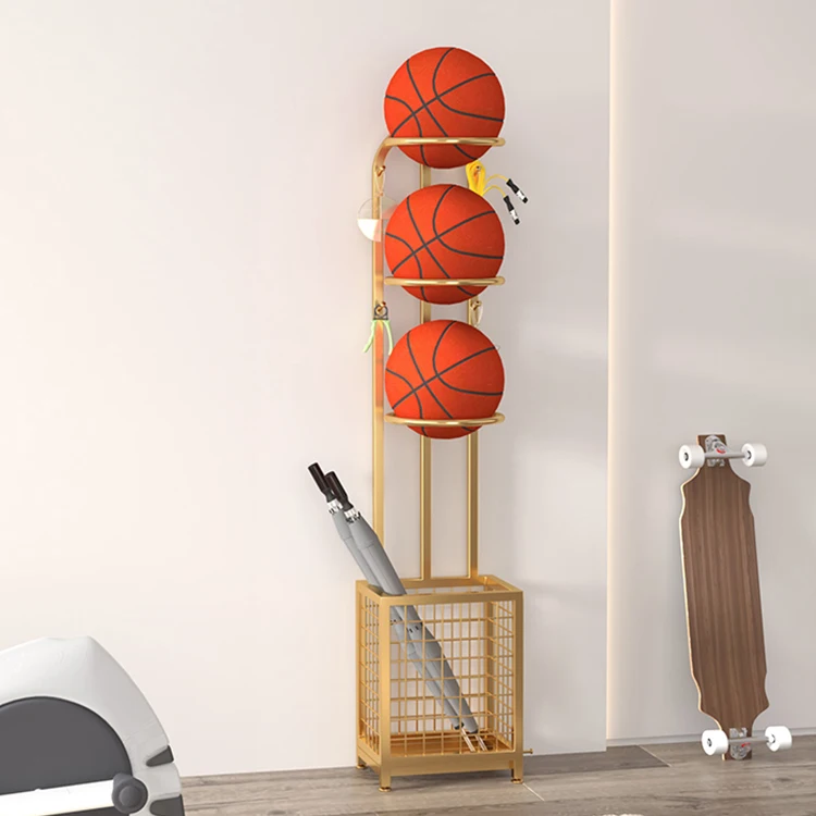 Metal Ball Storage Rack Indoor Sporting Goods Display Rack Umbrella Storage Bucket