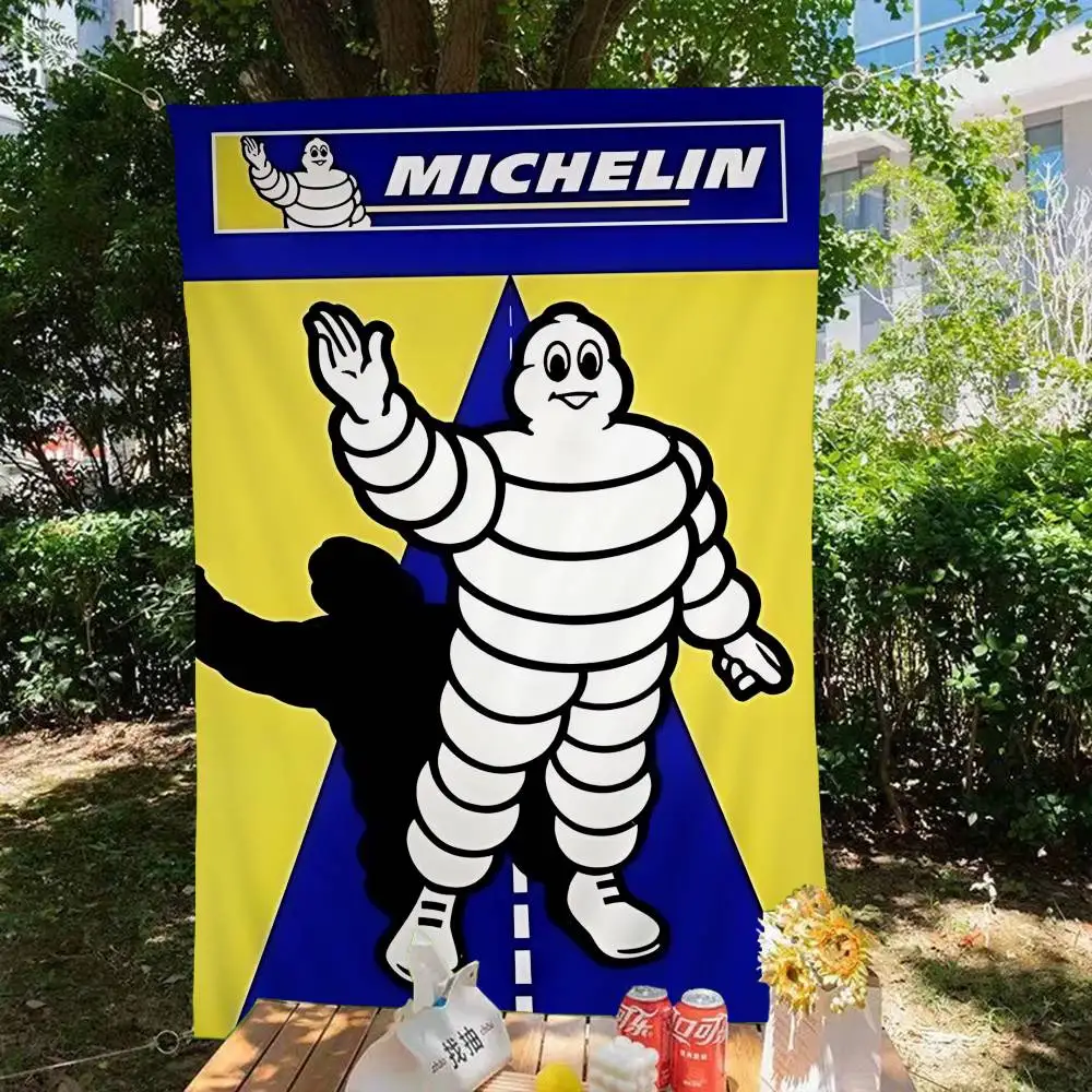 Bandera grande con logotipo de M-Michelin de corte clásico, decoración para el hogar, decoración para habitación de ciencia ficción, bandera decorativa