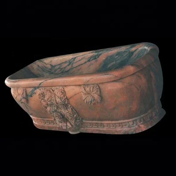 European Bathroom Modern Luxury Bathtub Hand Carved Interior Marble Yellow Freestanding Installation Hotel