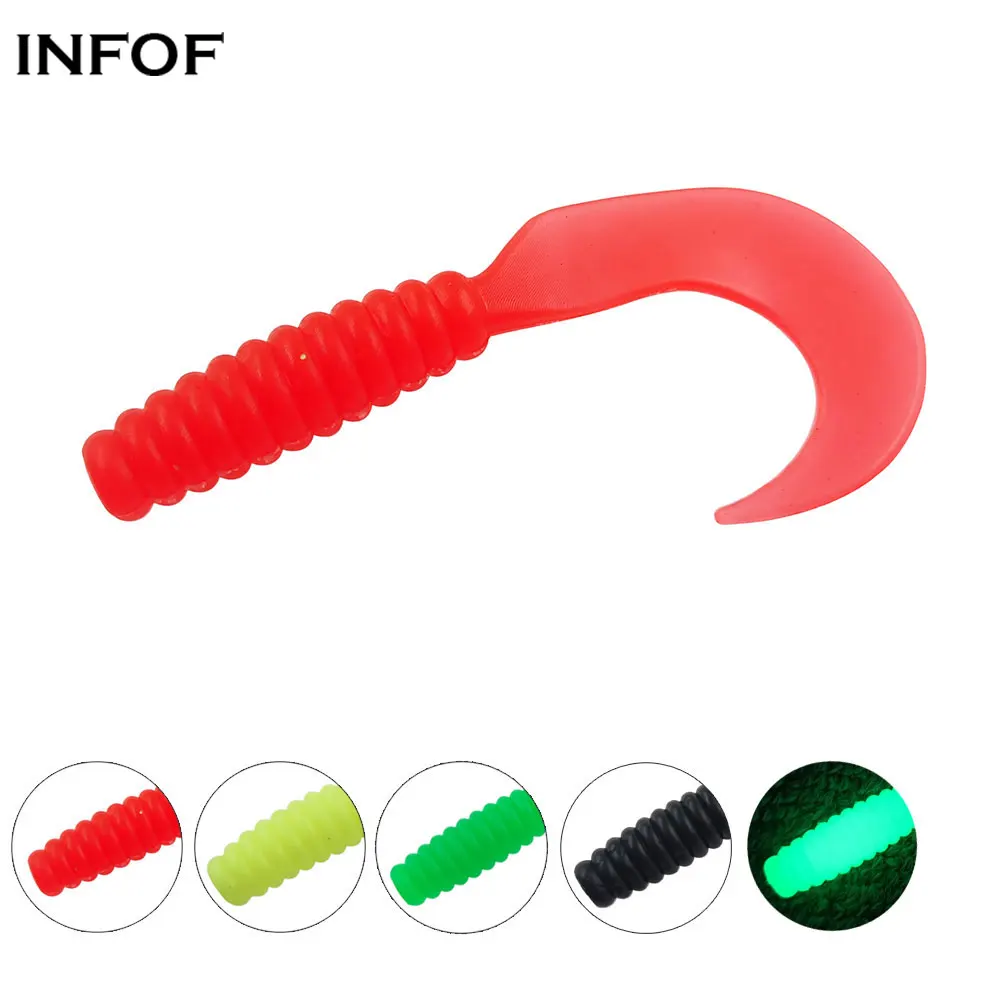 

INFOF 15pcs Soft Fishing Lure Grub Swim Baits 7cm/3.5g Silicone Artificial Worm Baits for Jig Hook