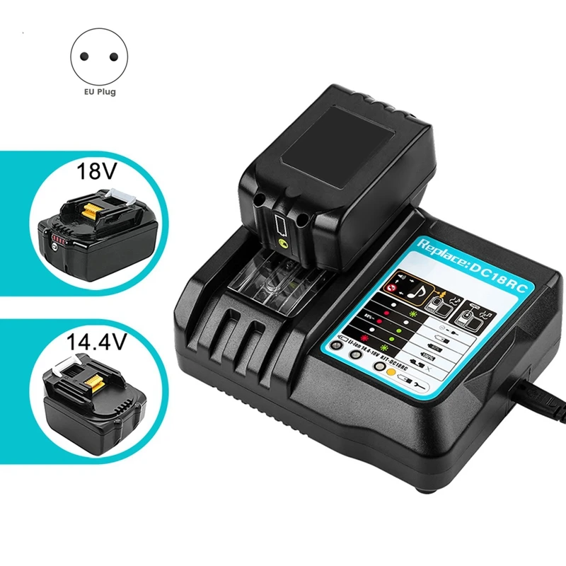 Smart-For  DC18RC Battery Charger With LED Display 14.4V 18V 6AH Bl1830 Bl1430 BL1860 BL1890 Tool Power Charger