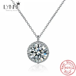 Collar con colgante de circonita redonda para mujer, joyería de plata de ley 925, Gargantilla de cadena de clavícula circular de Circonia cúbica, diamantes de imitación finos, nueva moda