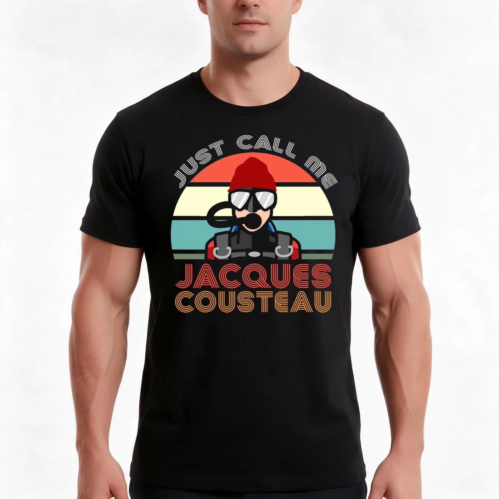 Jacques Cousteau, Scuba Diving legend, Funny Quotes, Classic T-Shirt, Summer Casual Cotton Tee, Oversized Streetwear Tops