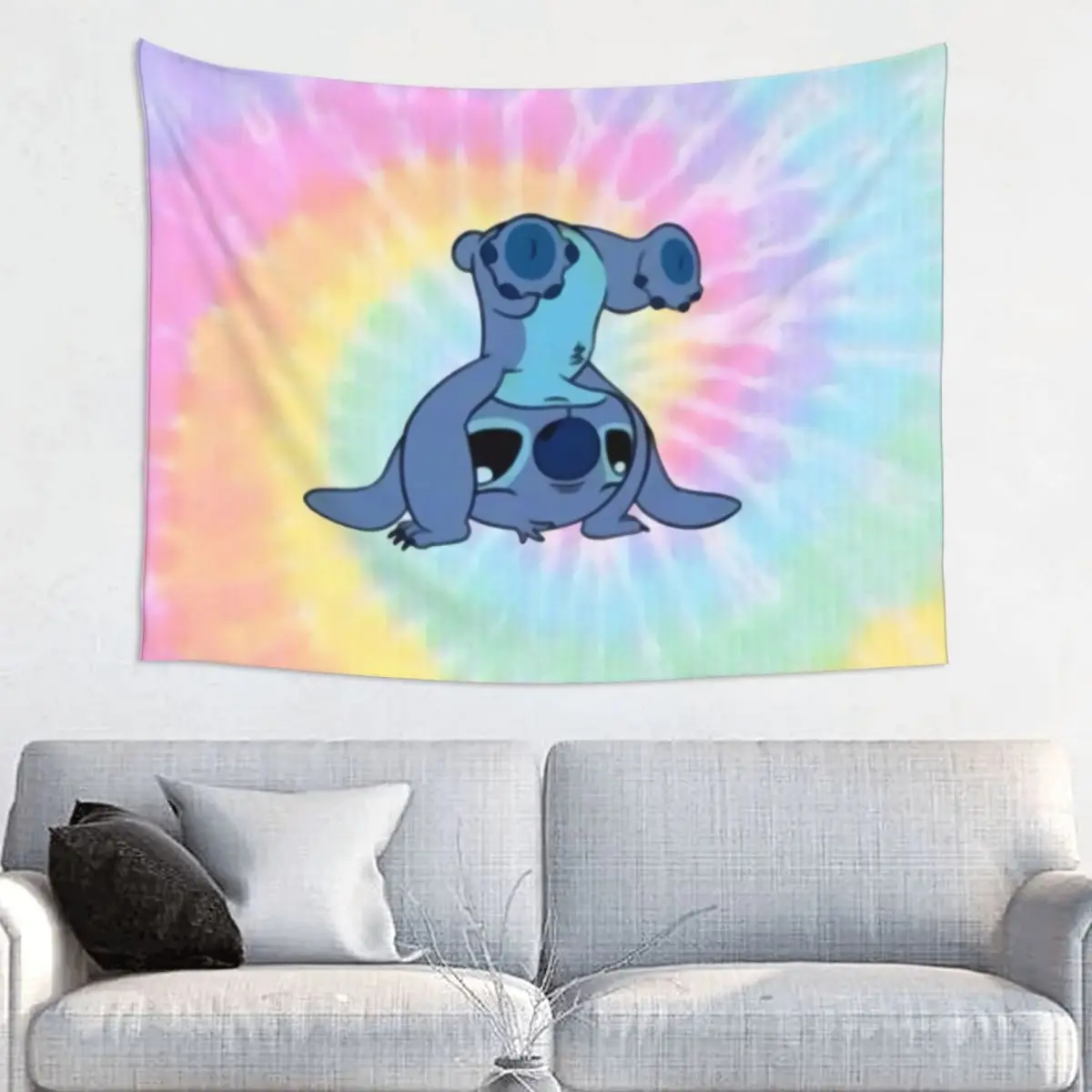 Custom Hippie Stitch Upside Down Anime Tapestry Wall Hanging Room Decor Tapestries Dorm Decoration