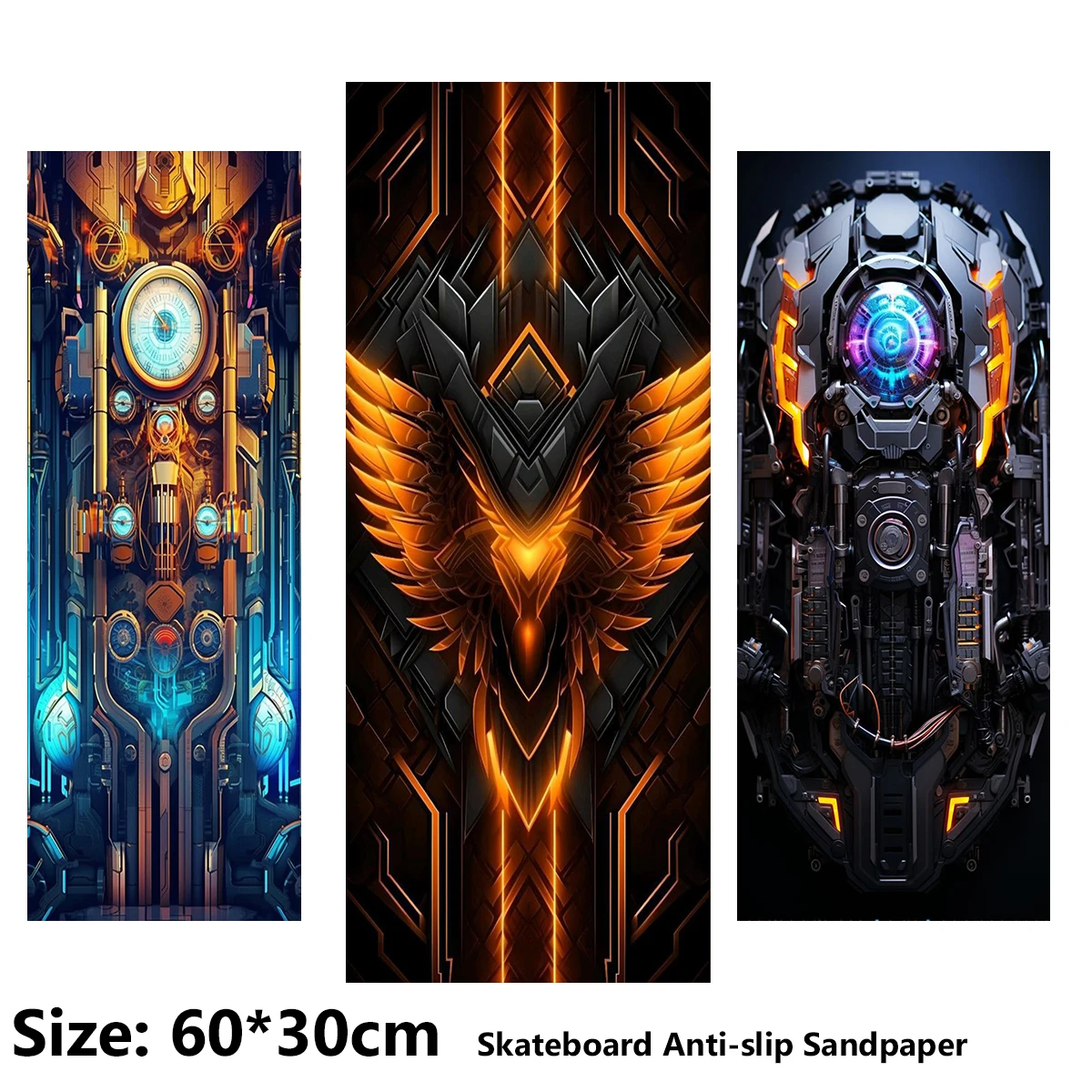 Mecha Wind Tape Pattern Scooter elettrico adesivo antiscivolo carta vetrata Skateboard Grip Tape Sheet 60*30cm