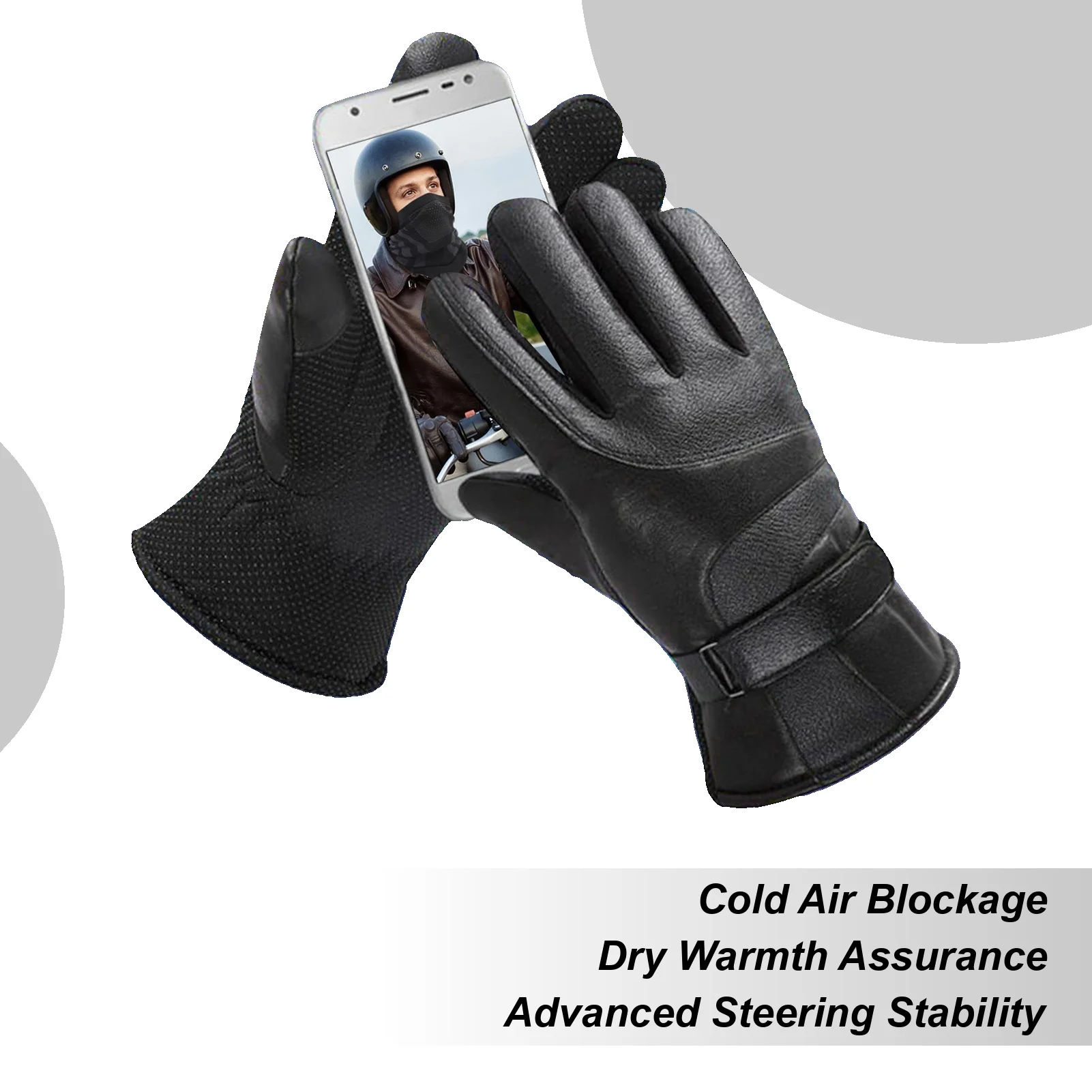 

Зимние мотоциклетные перчатки с сенсорным экраном, теплые плюшевые толстые кожаные перчатки, ветрозащитное защитное снаряжение для мотоцикла с полным пальцем
